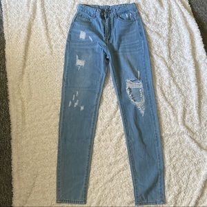 Ripped Out Raw Washed Jeans